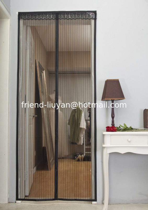 Black magnetic mesh screen door Curtain Easy Fixed DIY mosquito mesh door